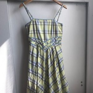 Anthropologie yellow plaid sundress.